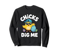 Chicks Dig Me Funny Easter Boy Cool Chicken Sunglasses Sweatshirt