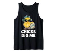 Chicks Dig Me Funny Easter Chick Sunglasses Pun Humor Tank Top