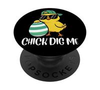 Chicks Dig Me Funny Easter Quote Chick With Sunglasses PopSockets Adhesive PopGrip