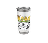 Chicks Dig Me Funny Easter Toddlers Boys Men Happy Easter Stainless Steel Insulated Tumbler