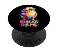 Chicks Dig Me Funny Tie Dye Glasses Happy Easter Day Holiday PopSockets Adhesive PopGrip
