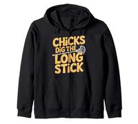 Chicks Dig The Long Stick Lacrosse Jokes Player |- Zip Hoodie