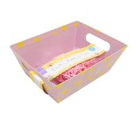 Chicks Pink Easter Hamper Set - Gift Basket with Cellophane Wrap, Ribbon & Shredded Tissue for Spring & Easter Presents