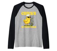 Chicks with Sticks - Golf Lover Golfer Golf Player Raglan Baseball Tee