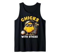 Chicks With Sticks Golfer Girl Woman Golf Club Golfing Tank Top