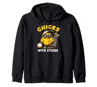 Chicks With Sticks Golfer Girl Woman Golf Club Golfing Zip Hoodie