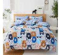 Chickwin 3 Piece Bedding Set, Cartoon Print Duvet Cover Set with Zipper Quilt Cover & Microfiber Pillowcases for Bedroom Adults Boy Girl Single Double King Size Bed (Cute Alpaca,220x230cm)