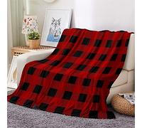 Chickwin 3D Abstract Flannel Blanket Throw Large for Sofa Warm Cozy Fluffy Blanket Soft Fleece Blankets Lightweight Microfiber Throw Blanket for Couch Chairs Bed (180x240cm,Black red grid)