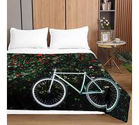 Chickwin 3D Bicycle Quilted Bedspreads Microfibre Coverlets Ultrasonic Embossed Bedspread Bedding Throws Lightweight Quilt for Single Double King Size Bed Decor (130x150cm,flower bush)