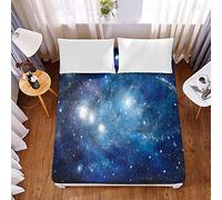 Chickwin 3D Fitted Sheets Premium Microfibre Bedding Sheets with Deep Pocket 30cm for Double King Single Size Bed - Shrinkage Fade Resistant Easy Care - Starry Sky Printed (Universe,200x200x30cm)