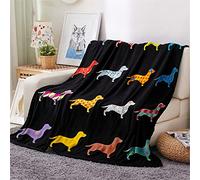 Chickwin 3D Flannel Blanket Sofa Throw Large, Dog Print Fleece Blanket Fluffy Soft Warm Throw Blanket Lightweight Microfiber Versatile Bedspread for Bed Chairs Travel (Dachshund,100x150cm)