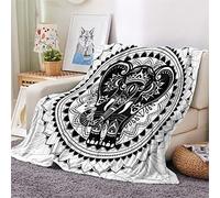 Chickwin 3D Flannel Blanket Sofa Throw Large, Elephant Print Blankets Fluffy Soft Warm Throw Blanket Lightweight Microfiber Versatile Bedspread for Bed Chairs Travel (150x180cm,Black mandala)