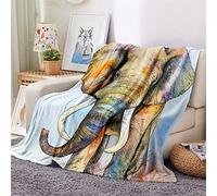 Chickwin 3D Flannel Blanket Sofa Throw Large, Elephant Print Blankets Fluffy Soft Warm Throw Blanket Lightweight Microfiber Versatile Bedspread for Bed Chairs Travel (130x150cm,Painting elephant)