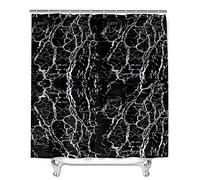 Chickwin 3D Marble Shower Curtain with 12 Hooks Waterproof Washable Bath Curtain Bathroom Decor 100% Polyester Fabric (Black White,180x180cm)