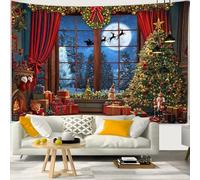 Chickwin 3D Print Christmas Tapestry Christmas Backdrop Scene Xmas Wall Decor Tapestry Wall Hanging for House Home Door Garage Xmas Decoration Indoor Outdoor (230x150cm,Gifts)