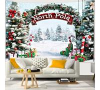 Chickwin 3D Print Christmas Tapestry Christmas Backdrop Scene Xmas Wall Decor Tapestry Wall Hanging for House Home Door Garage Xmas Decoration Indoor Outdoor (230x180cm,Snow)