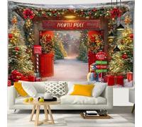 Chickwin 3D Print Christmas Tapestry Christmas Backdrop Scene Xmas Wall Decor Tapestry Wall Hanging for House Home Door Garage Xmas Decoration Indoor Outdoor (150x100cm,Garden)