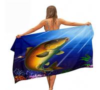 Chickwin 3D Sea Perch Pattern Beach Towel Microfibre Rectangular, Quick Dry Bath Towel Portable Travel Towel Ultra Absorbent for Sports Swimming Gym Yoga Cruise & Camping (blue ocean,80x180cm)