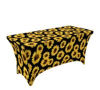 Chickwin 4FT/6FT/8FT 3D Pastoral Style Spandex Stretch Table Cloth (Black,4FT/122x76cm)