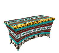 Chickwin 4FT/6FT/8FT 3D Pastoral Style Spandex Stretch Table Cloth (Blue,4FT/122x76cm)