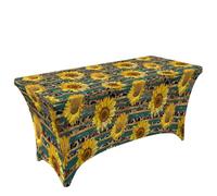Chickwin 4FT/6FT/8FT 3D Pastoral Style Spandex Stretch Table Cloth (Brown,4FT/122x76cm)