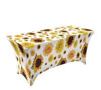 Chickwin 4FT/6FT/8FT 3D Pastoral Style Spandex Stretch Table Cloth (Sunflower 3,4FT/122x76cm)