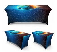 Chickwin 4FT/6FT/8FT 3D Starry Sky Spandex Stretch Table Cloth (Blue,4FT/122x76cm)