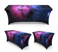 Chickwin 4FT/6FT/8FT 3D Starry Sky Spandex Stretch Table Cloth (Blue-Purple 2,4FT/122x76cm)