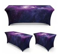 Chickwin 4FT/6FT/8FT 3D Starry Sky Spandex Stretch Table Cloth (Purple,4FT/122x76cm)
