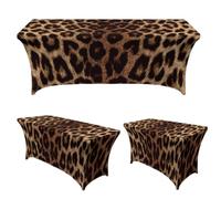 Chickwin 4FT/6FT/8FT Colorful Leopard Spandex Stretch Table Cloth (Brown,4FT/122x76cm)