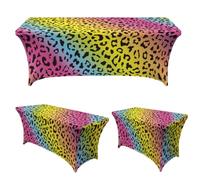 Chickwin 4FT/6FT/8FT Colorful Leopard Spandex Stretch Table Cloth (Colorful,4FT/122x76cm)