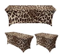 Chickwin 4FT/6FT/8FT Colorful Leopard Spandex Stretch Table Cloth (Leopard 4,4FT/122x76cm)