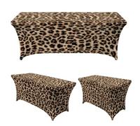Chickwin 4FT/6FT/8FT Colorful Leopard Spandex Stretch Table Cloth (Leopard,4FT/122x76cm)