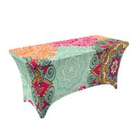 Chickwin 4FT/6FT/8FT Exotic Style Spandex Stretch Table Cloth (Aqua,4FT/122x76cm)