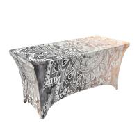Chickwin 4FT/6FT/8FT Exotic Style Spandex Stretch Table Cloth (Gray,4FT/122x76cm)