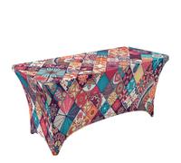 Chickwin 4FT/6FT/8FT Exotic Style Spandex Stretch Table Cloth (Red,4FT/122x76cm)