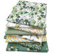 Chickwin 8PC Fabric Printed Precut Polyester Cotton Quilting Fabric with Floral Patterns for Sewing, Patchwork, Tablecloth, Bedding Textile, DIY Crafts, Scrapbooking (Green,50x50cm)