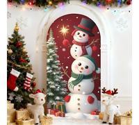 Chickwin Arch Cover Backdrop, 3D Christmas Print Balloon Arch Backdrop Elastic Sailboards Background, Background Stand Covers for Party Decoration (2 Snowmen,5FT)