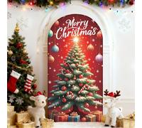 Chickwin Arch Cover Backdrop, 3D Christmas Print Balloon Arch Backdrop Elastic Sailboards Background, Background Stand Covers for Party Decoration (Christmas Tree A,6FT)
