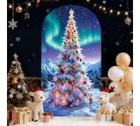 Chickwin Arch Cover Backdrop, 3D Christmas Print Balloon Arch Backdrop Elastic Sailboards Background, Background Stand Covers for Party Decoration (Christmas Tree6,6.6FT)