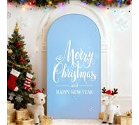 Chickwin Arch Cover Backdrop, 3D Christmas Print Balloon Arch Backdrop Elastic Sailboards Background, Background Stand Covers for Party Decoration (Light Blue,4FT)