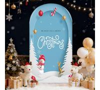 Chickwin Arch Cover Backdrop, 3D Christmas Print Balloon Arch Backdrop Elastic Sailboards Background, Background Stand Covers for Party Decoration (Sky Blue Yeti,6FT)