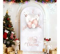 Chickwin Arch Cover Backdrop, 3D Christmas Print Balloon Arch Backdrop Elastic Sailboards Background, Background Stand Covers for Party Decoration (White Pink Ball,6.6FT)