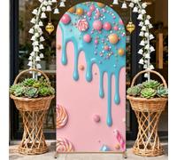 Chickwin Arch Cover Backdrop, Elastic Balloon Arch Backdrop 3D Ice Cream Print Sailboards Background, Background Stand Covers for Wedding & Party Decoration (Pink A,5FT)