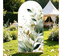 Chickwin Arch Cover Backdrop, Elastic Balloon Arch Backdrop 3D Leaf Pattern Sailboards Background, Background Stand Covers for Wedding & Party Decoration (Green 5,7.2FT)