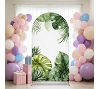 Chickwin Arch Cover Backdrop, Elastic Balloon Arch Backdrop 3D Leaf Pattern Sailboards Background, Background Stand Covers for Wedding & Party Decoration (Green 3,6.6FT)