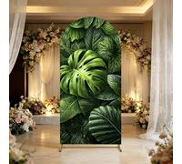 Chickwin Arch Cover Backdrop, Elastic Balloon Arch Backdrop 3D Leaf Pattern Sailboards Background, Background Stand Covers for Wedding & Party Decoration (Green 2,5FT)