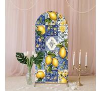 Chickwin Arch Cover Backdrop, Elastic Balloon Arch Backdrop 3D Lemon Print Sailboards Background, Background Stand Covers for Wedding & Party Decoration (Lemon 3,4FT)