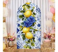 Chickwin Arch Cover Backdrop, Elastic Balloon Arch Backdrop 3D Lemon Print Sailboards Background, Background Stand Covers for Wedding & Party Decoration (Lemon 8,5FT)