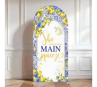 Chickwin Arch Cover Backdrop, Elastic Balloon Arch Backdrop 3D Lemon Print Sailboards Background, Background Stand Covers for Wedding & Party Decoration (Lemon 4,6.6FT)